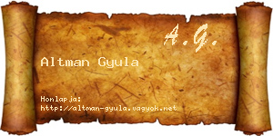 Altman Gyula névjegykártya