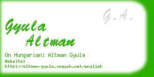 gyula altman business card